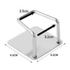 Stainless steel sponge holder with a rectangular base and a curved metal frame.