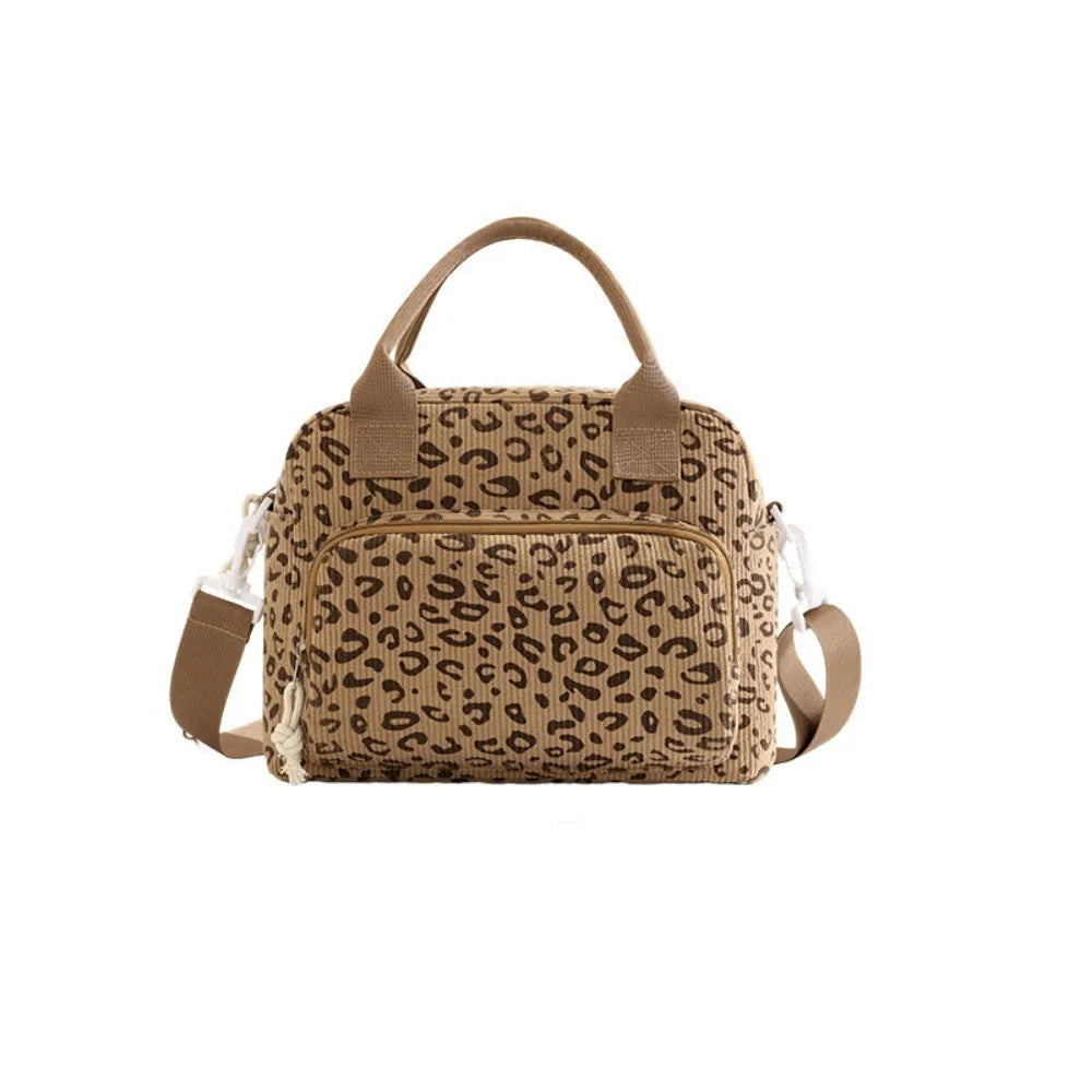 Strawberry Corduroy Insulated Lunch Bag with Large Capacity