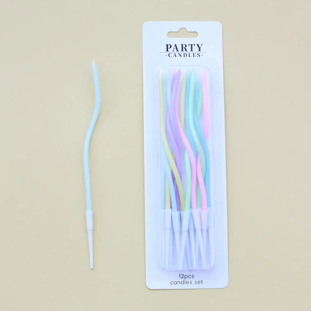 Spiral Birthday Cake Candles, Set of 6 Long Thin Decorative Candles for Cakes and Desserts