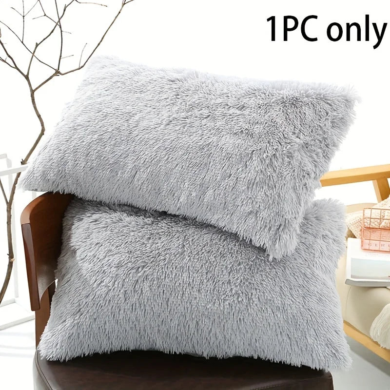 Plush Faux Fur Pillowcase with Hidden Zipper