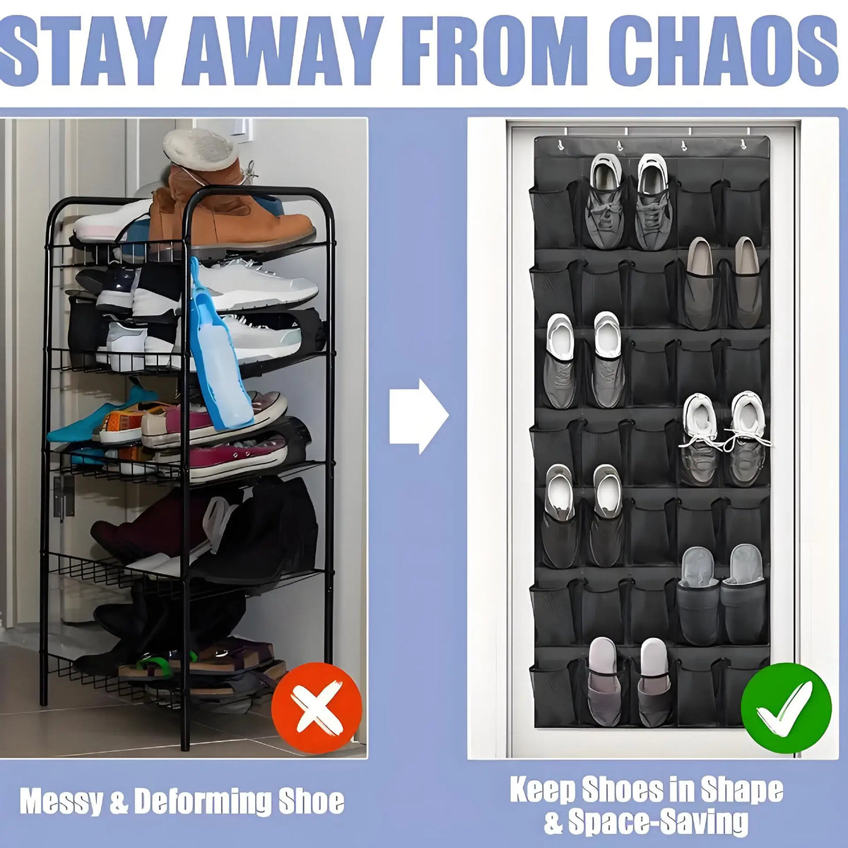 Over-the-Door Shoe Organizer with Mesh Pockets