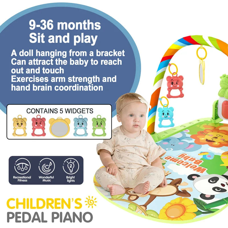 Musical Activity Gym with Kick-and-Play Piano for Babies