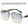 Retro Square Half-Frame Metal Sunglasses