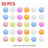 Eine Sammlung von 30 wiederverwendbaren Silikon-Wasserballons in verschiedenen Farben, darunter blau, pink, gelb und weiß.