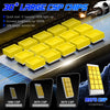 A display of 30 large CSP LED chips arranged in a row, showing various generations of CSP technology.