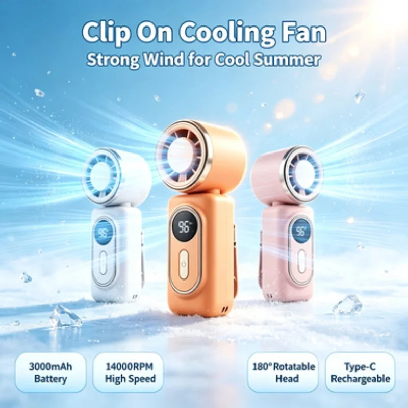 Portable Clip-On USB Fan with Rotatable Head