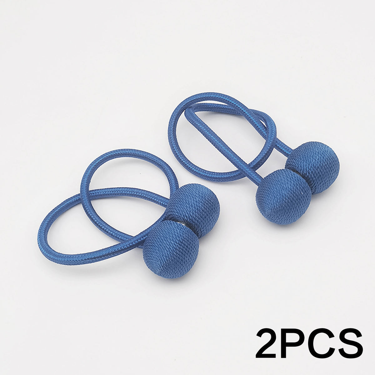 Deux élastiques bleus à cordon avec des billes magnétiques pour les cheveux