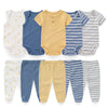 Baby Cotton Bodysuit and Pants Outfit Set (4-Piece)