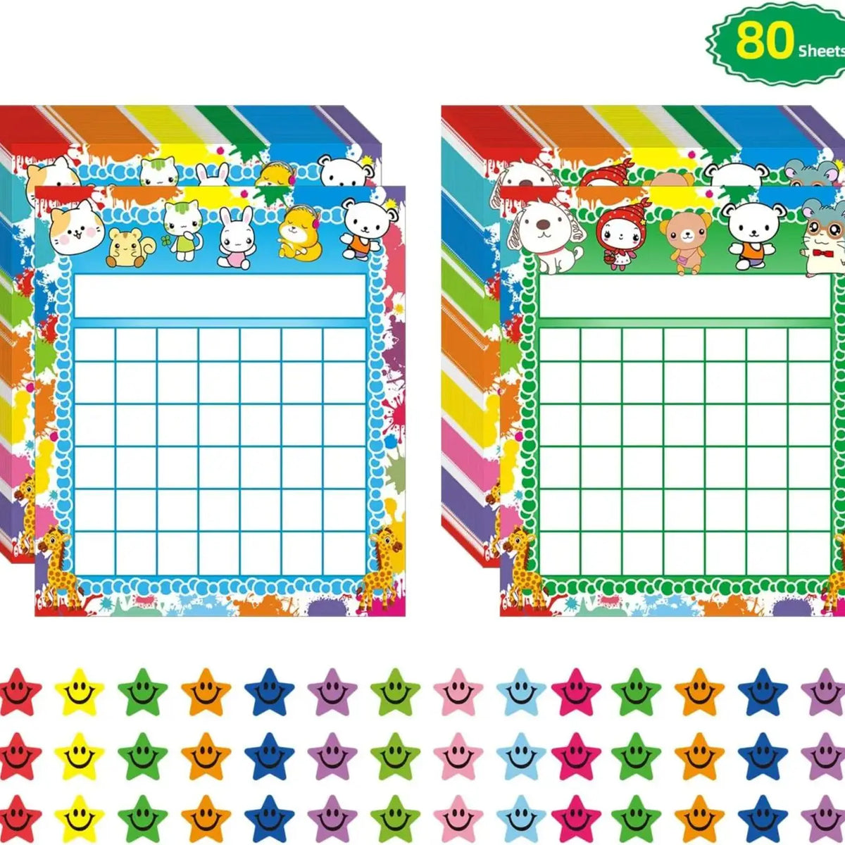Animal Reward Chart Set with Stickers for Kids