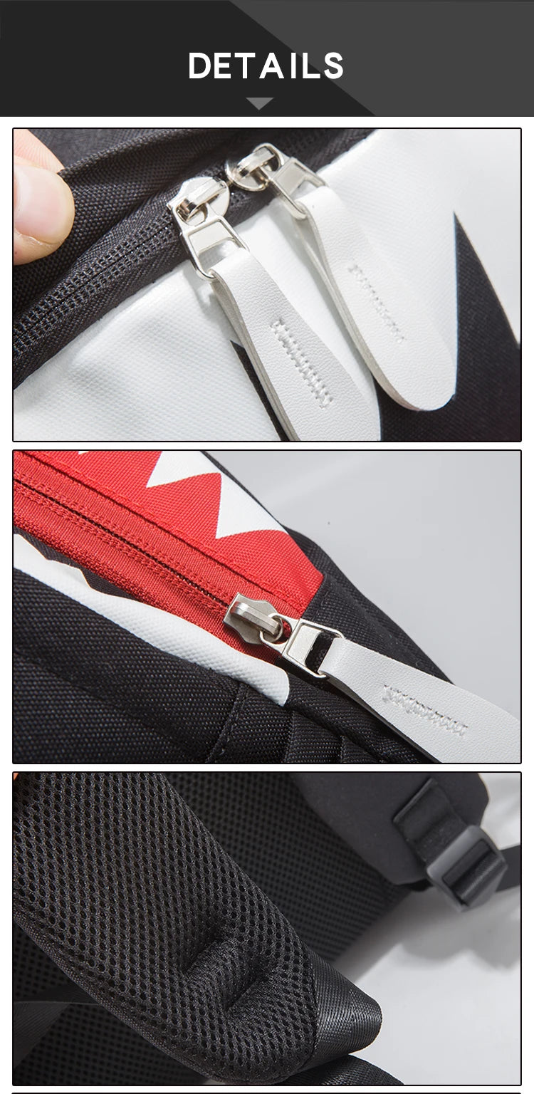 Shark Luminous USB Backpack with Anti-Theft Design