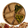 Round Wooden Serving Tray with 8 Removable Compartments