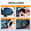 Installation guide showing how to clean mirrors, tear off stickers, and avoid direct water jets on blind spot mirrors during 