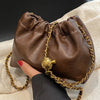 PU Leather Pleated Hobo Crossbody Bag