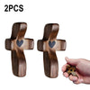 Wooden Pocket Cross with Heart Cutout