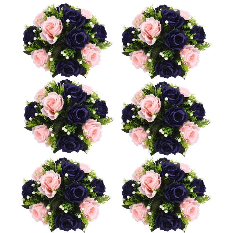 Set of 6 Silk Rose Flower Balls for Wedding & Event Decor