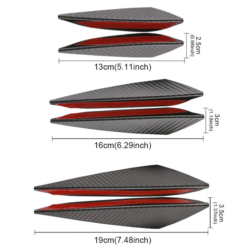 Universal Front Bumper Splitter Kit - 6-Piece Car Styling Fins