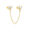 Aretes de Plata de Ley 925 con CZ y Borla de Cadena