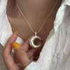 Sterling Silber Mond Anhänger Halskette