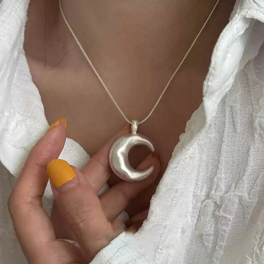 Sterling Silber Mond Anhänger Halskette