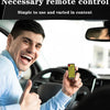 A man in a light blue shirt holds a yellow flexible USB LED matrix display remote control inside a car.