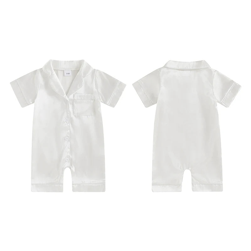 Satin Baby Pajama Jumpsuit with Button-Up Front
