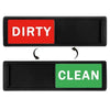 A black magnetic sign with a red dirty panel and a green clean panel.