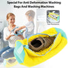 Yellow anti deformation washing bag with a soft bristled brush set for shoe washing