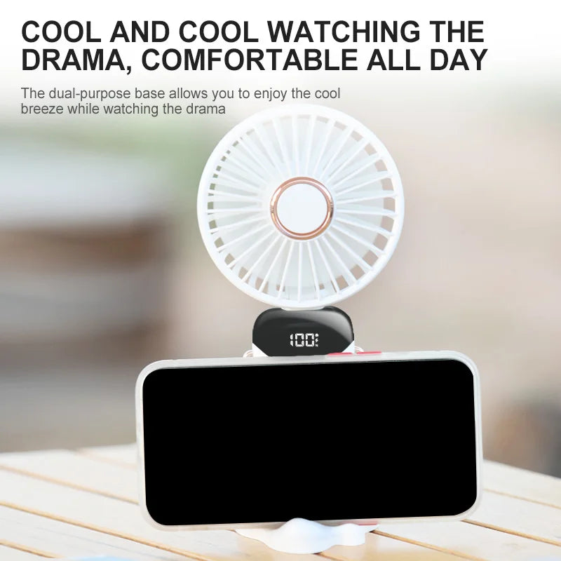 Portable Rechargeable Mini Fan with Phone Holder