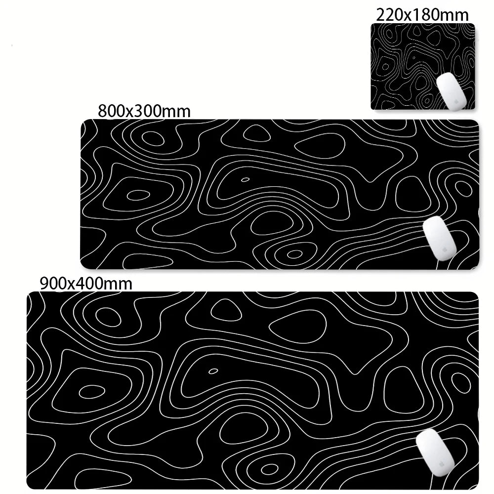 Large Abstract Desk Mat with Stitched Edges