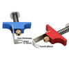 A set of tiny whoop propeller remover tools featuring a blue and red plastic body and a threaded ejector pin.