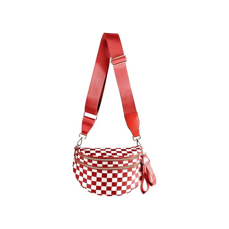 Women's Checkered Multi-Function Crossbody Waist Bag