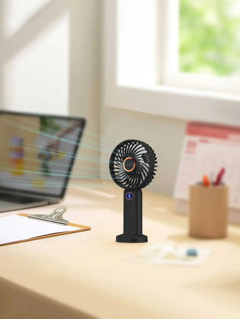 Portable Rechargeable Handheld Fan with Digital Display