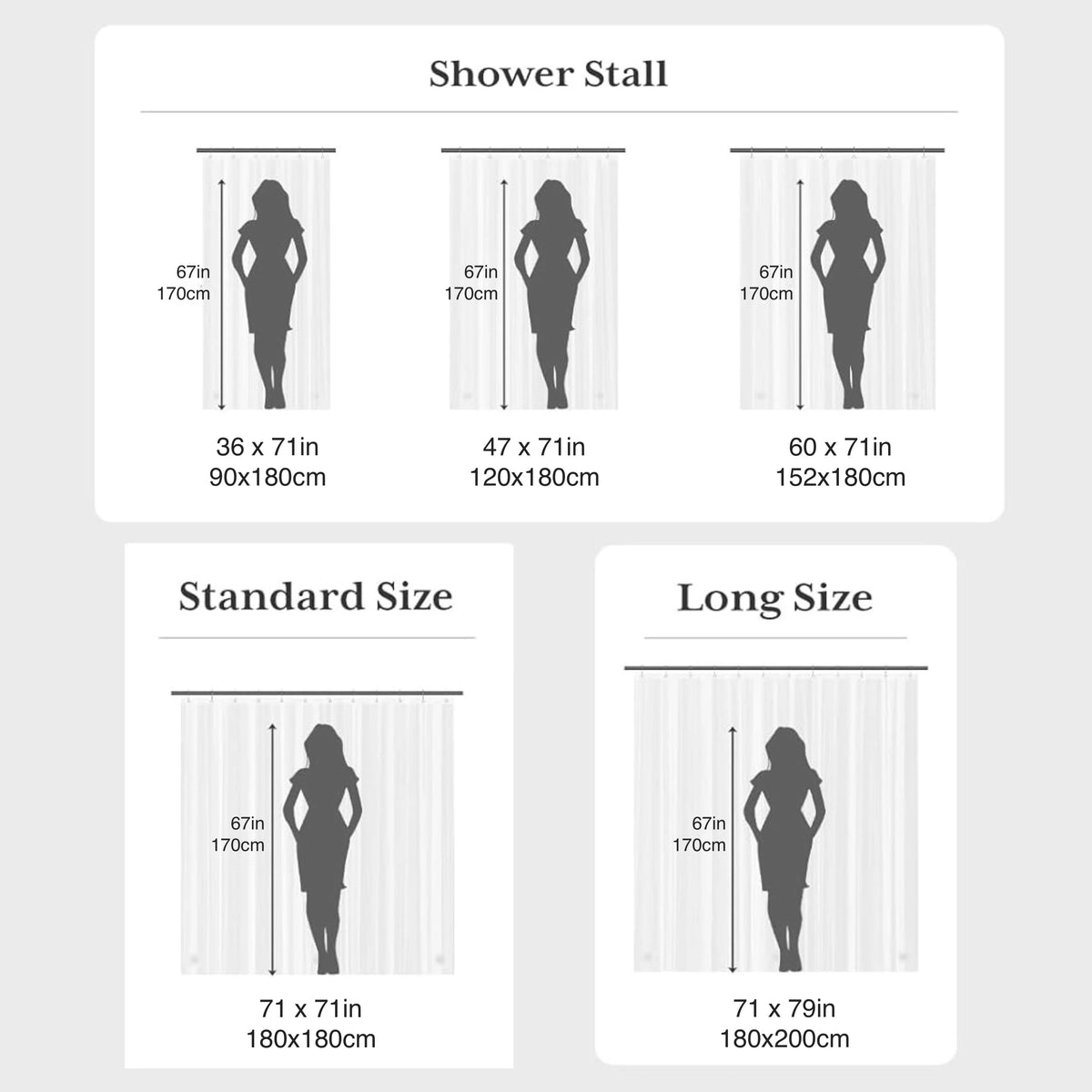 Starfish Waterproof PEVA Shower Curtain with Hooks