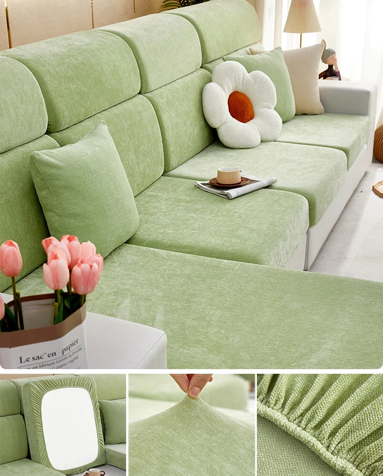 Elastic Chenille Sofa Protector Cover with Non-Slip Grip