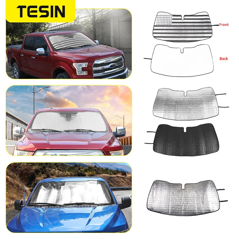 Ford F-150 Windshield Sun Shade - Heat Blocking Aluminum Foil Cover