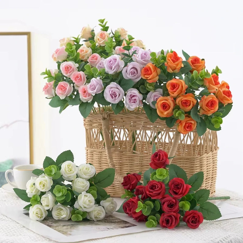 Silk Rose & Eucalyptus Floral Arrangement