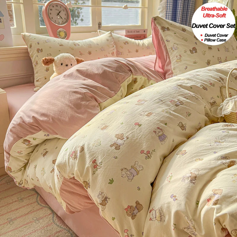Washed Microfiber Duvet Cover Set with Pillowcases