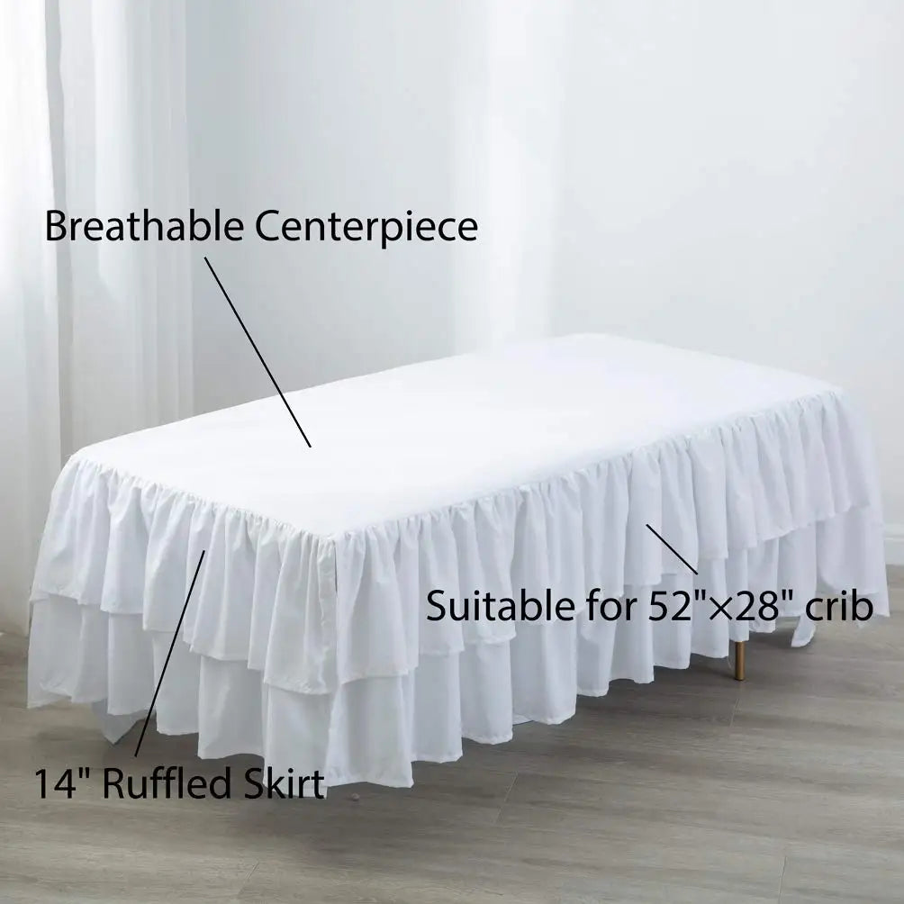 Two-Layer Ruffled Crib Bed Skirt for Standard and Toddler Beds