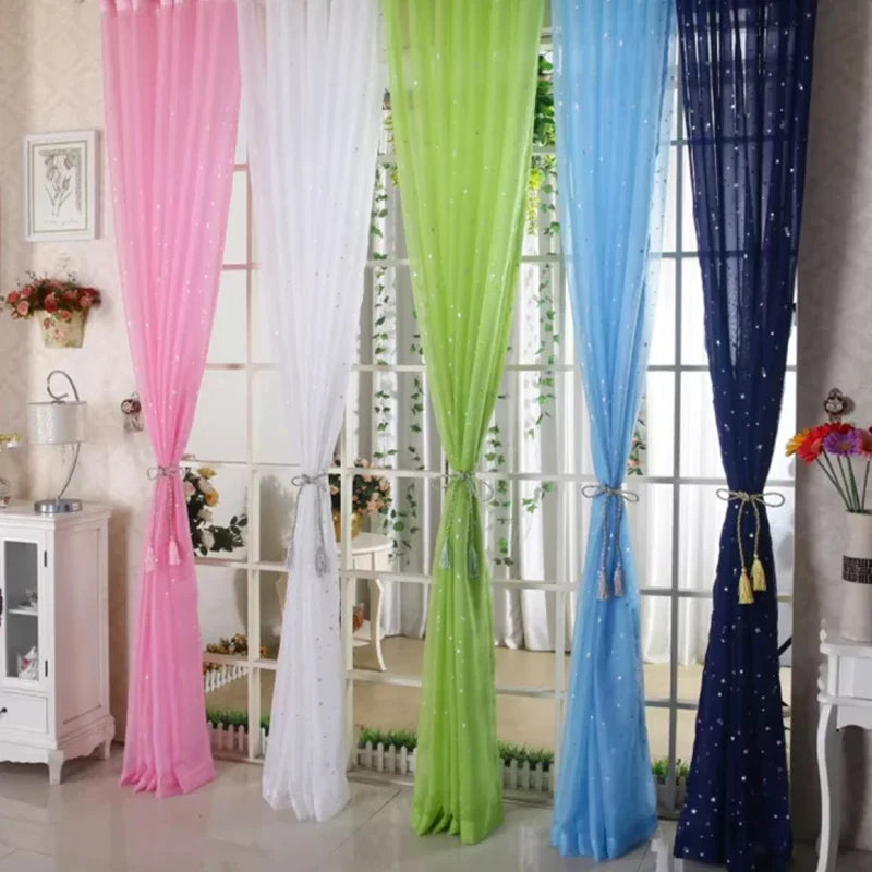 Silver Star Sheer Curtain with Hot Stamping Detail