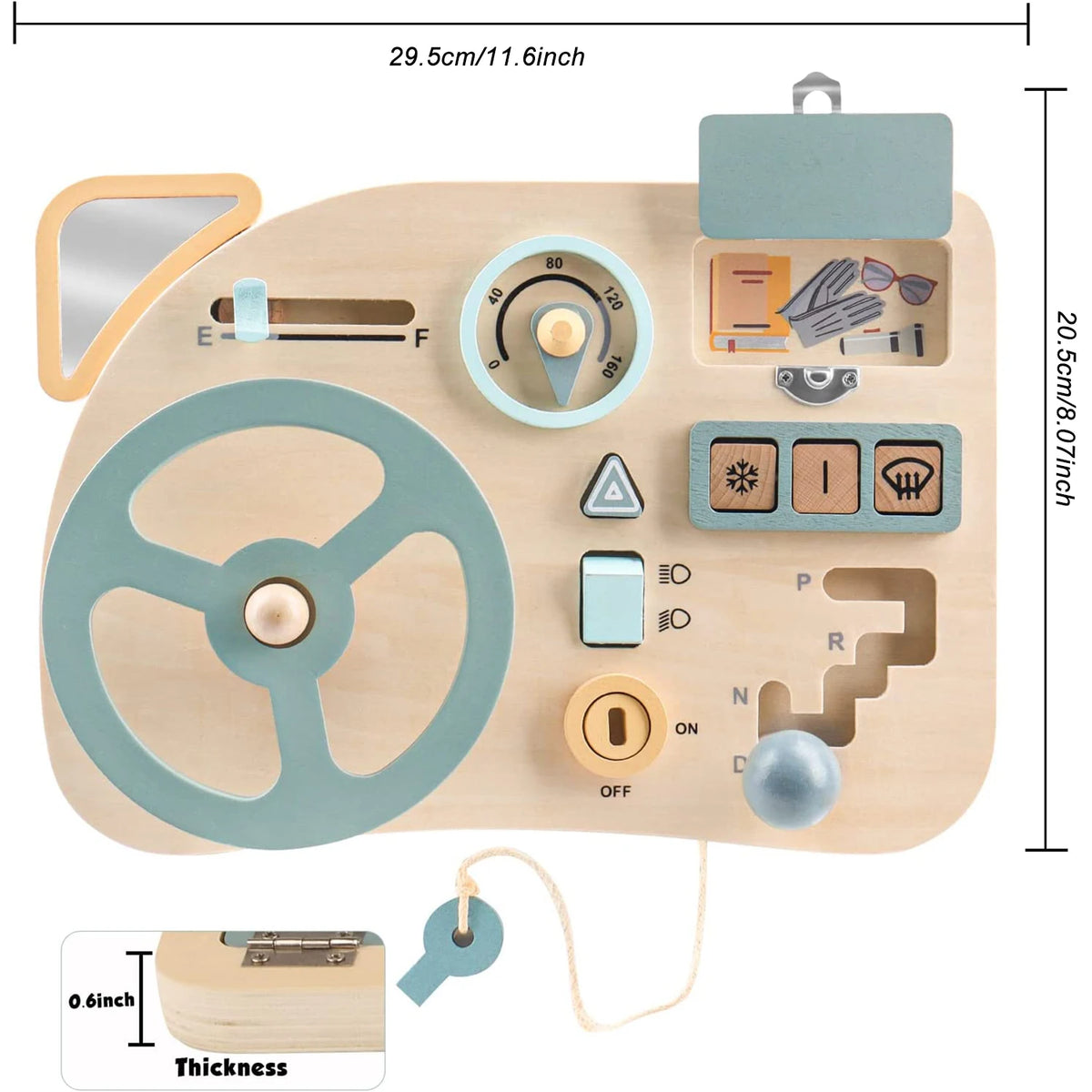 Wooden Steering Wheel Busy Board for Toddlers - Montessori Sensory Toy