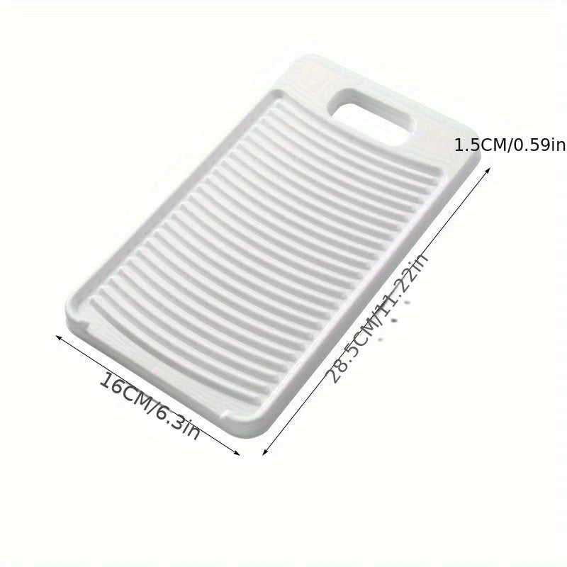 A white compact anti-slip hand washing board with a handle, shown from above.