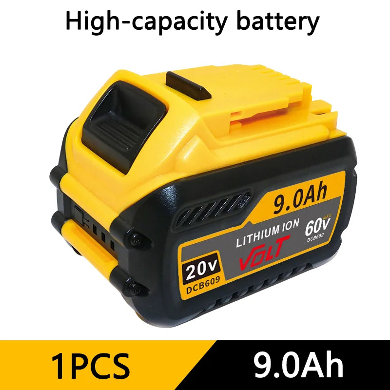 Yellow and black high-capacity lithium ion battery with 9.0Ah capacity