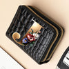 Alphabet Flower Double-Zip Card Wallet with Secure Clasp