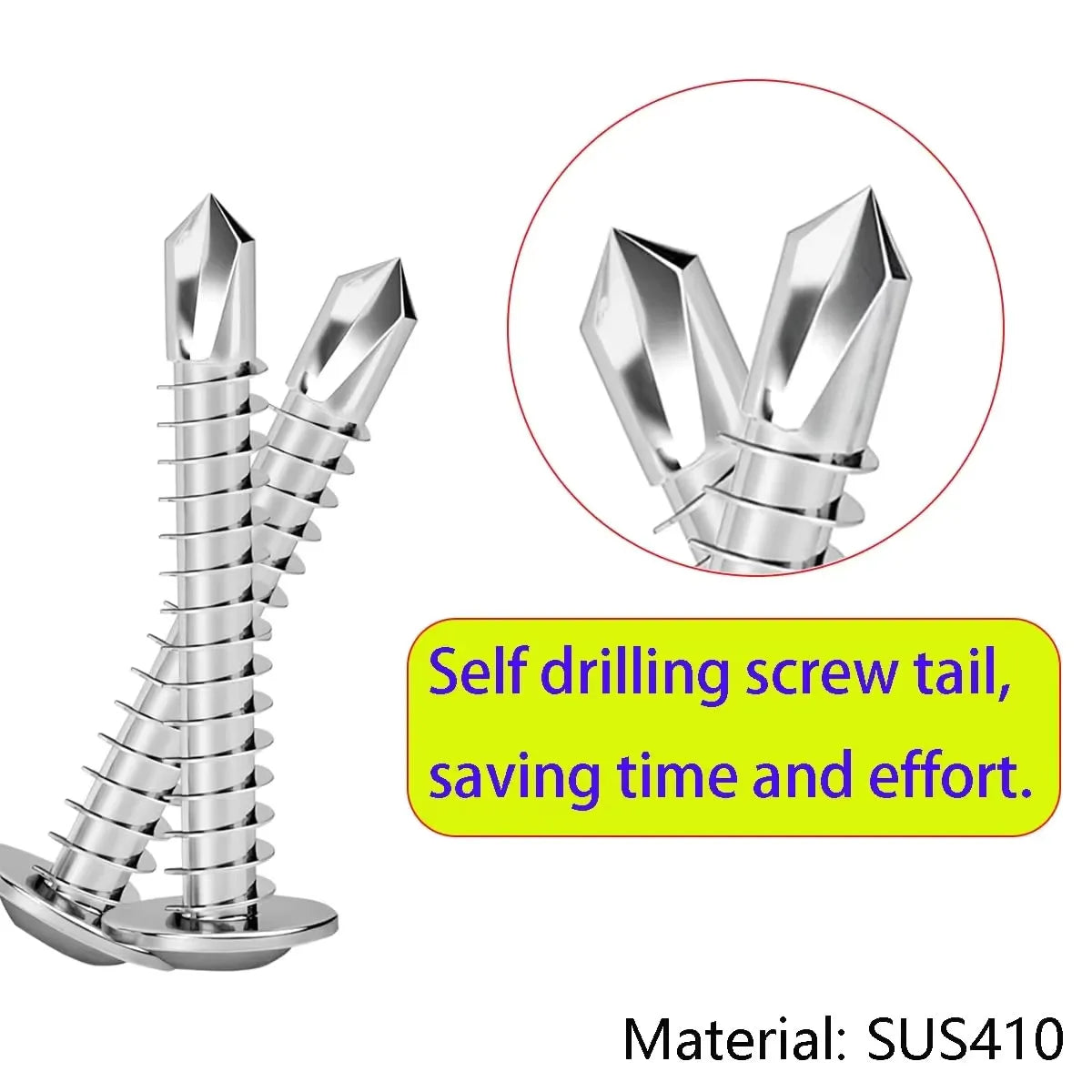 410 Stainless Steel Self-Tapping Screws with Truss Head (100-Pack)