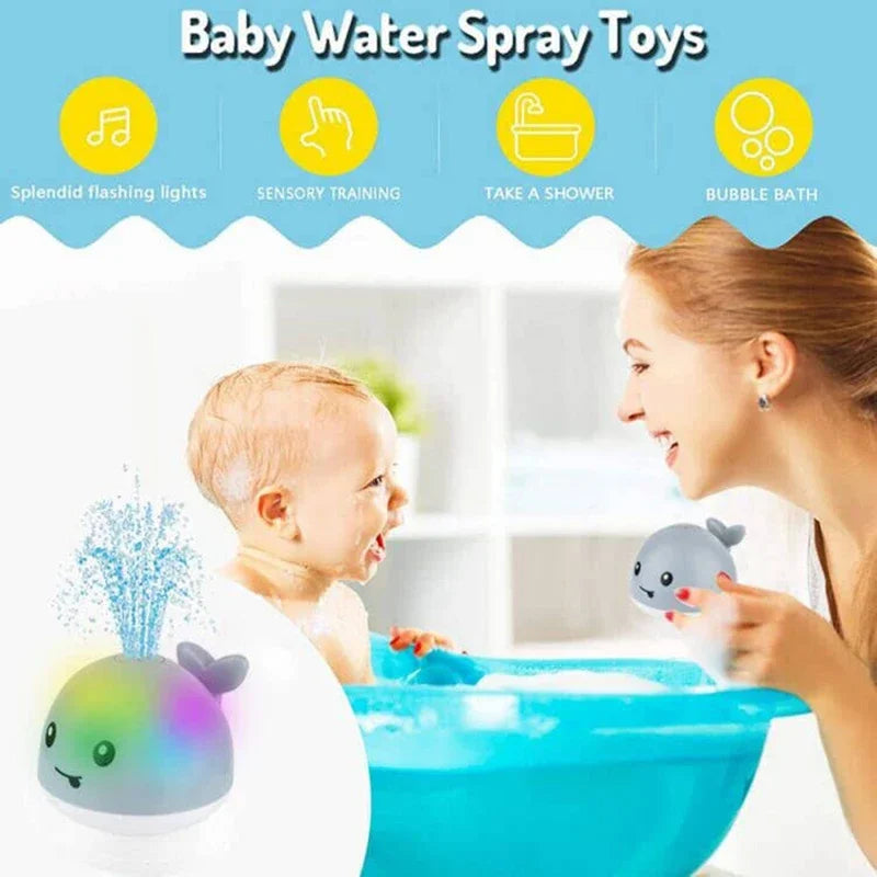 Whale Water Sprinkler Bath Toy with Glowing LED Lights