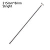 A straight stainless steel straw measuring 215mm long and 8mm in diameter.