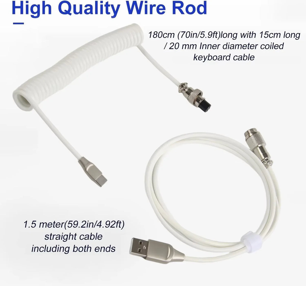 Retractable Coiled USB Cable for Mechanical Keyboards