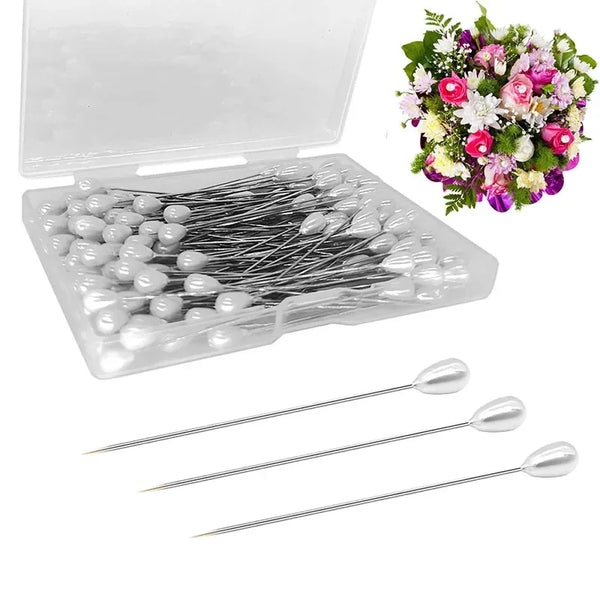 Pearl Head Straight Pins for Wedding Bouquets and DIY Crafts (100-Pack)