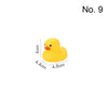 A yellow rubber duck toy used as a squeaky bath toy for babies.