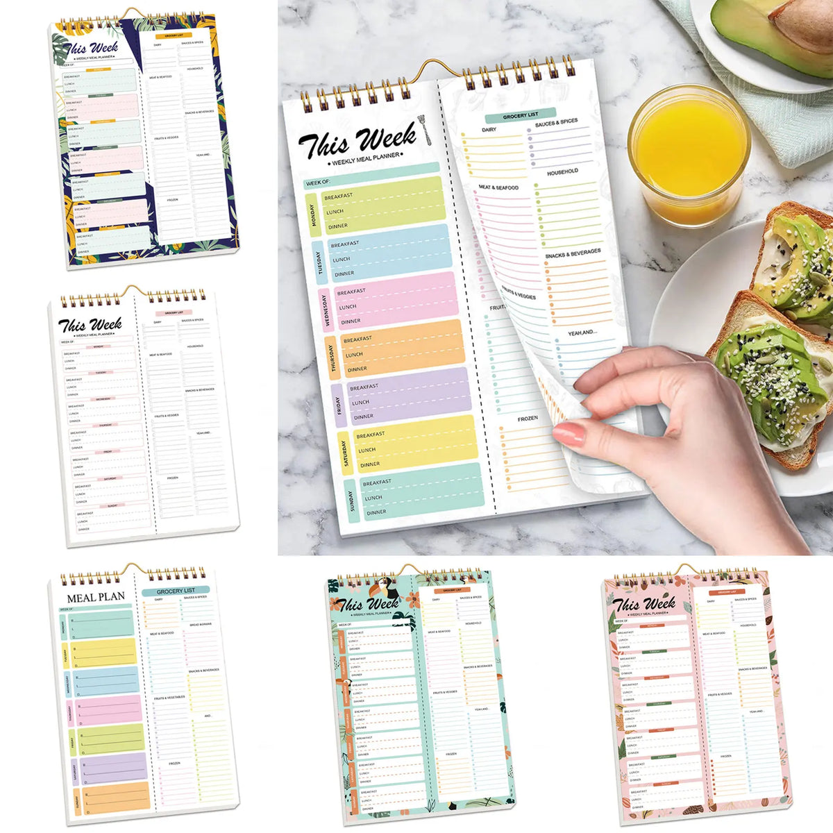 Weekly Meal Planner with Shopping List - 52 Tear-Off Sheets